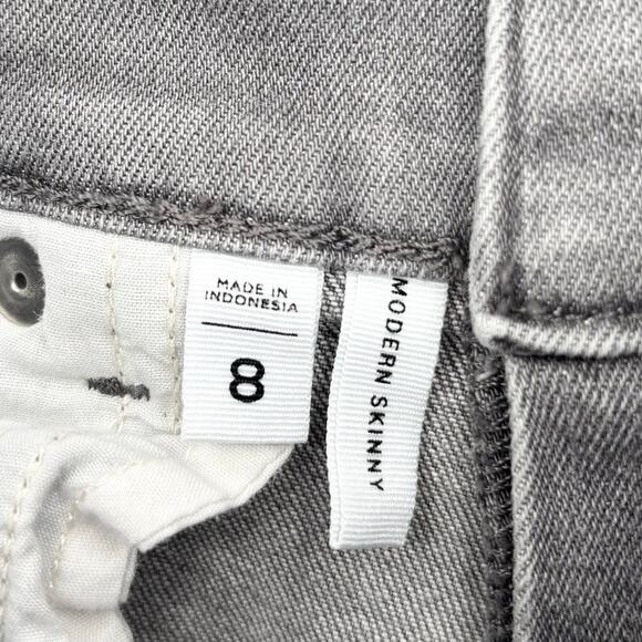 Loft Gray Frayed Hem Midrise Skinny Ankle Jeans Size 8 - Picture 4 of 5